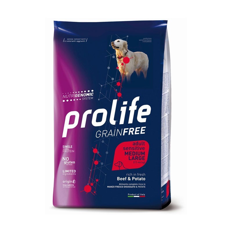 Image of Prolife Grain Free Adult Sensitive Medium/Large Manzo e Patate per Cani