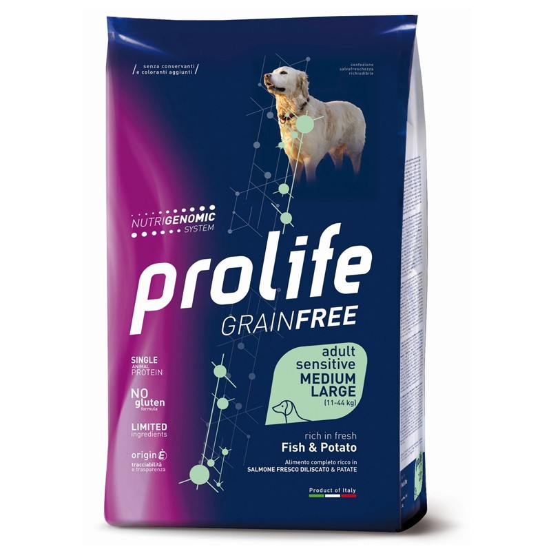 Image of Prolife Grain Free Adult Sensitive Medium/Large Pesce e Patate per Cani