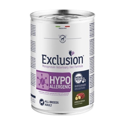 Exclusion Vet Diet Hypoallergenic All Breeds Adult Umido Cavallo e Patate