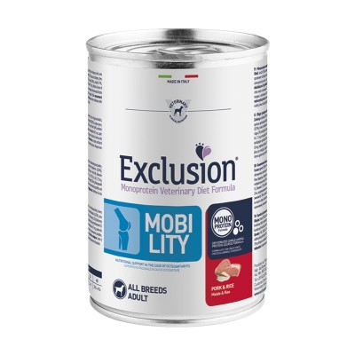 Exclusion Vet Diet Mobility Adult All Breed Umido Maiale e Riso