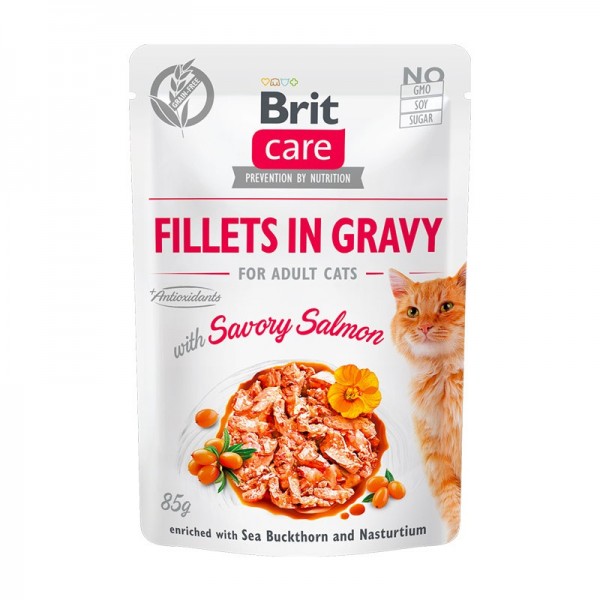 Brit Care Sterilized Filetti con Salmone in Salsa per Gatti