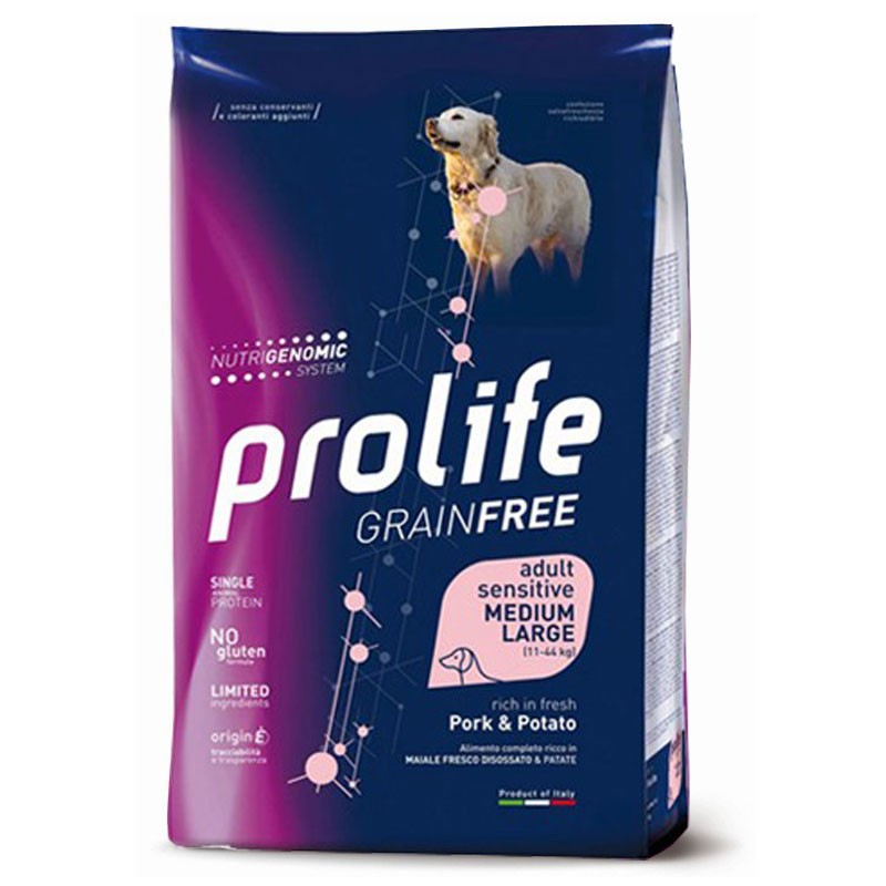 Image of Prolife Grain Free Adult Sensitive Medium/Large Maiale e Patate per Cani
