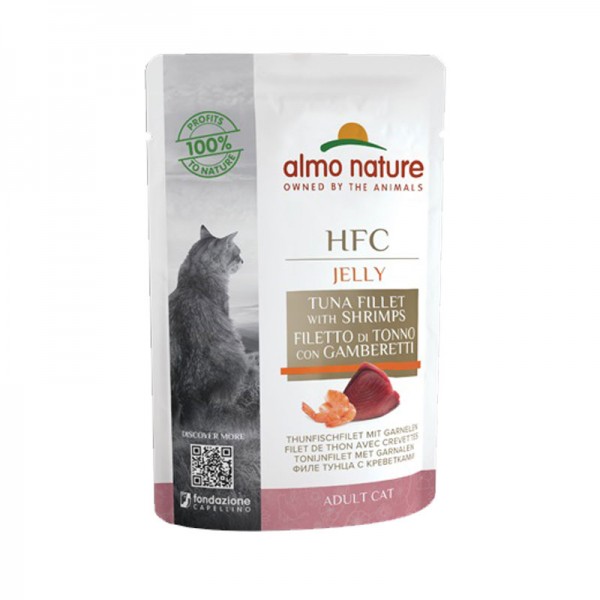 Almo Nature HFC Jelly Adult Cat Filetto di Tonno con Gamberetti