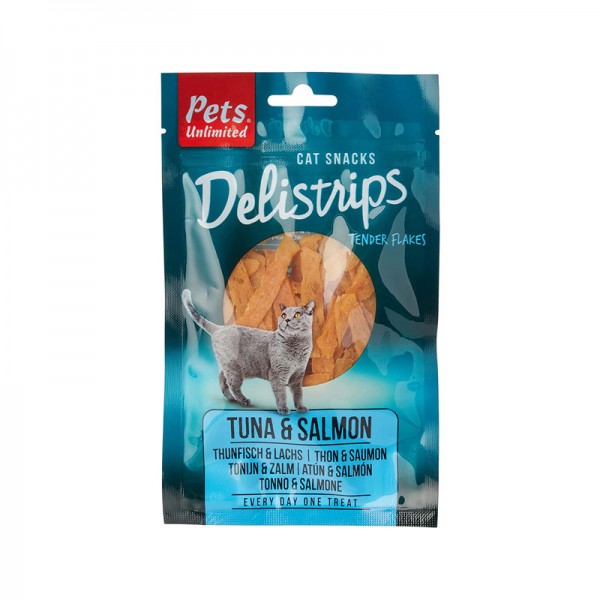 Pets Unlimited Delistrips Salmone e Tonno Snack per Gatti