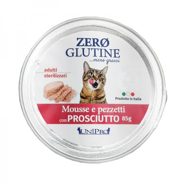 Unipro Mousse e Pezzetti al Prosciutto per Gatti 85gr