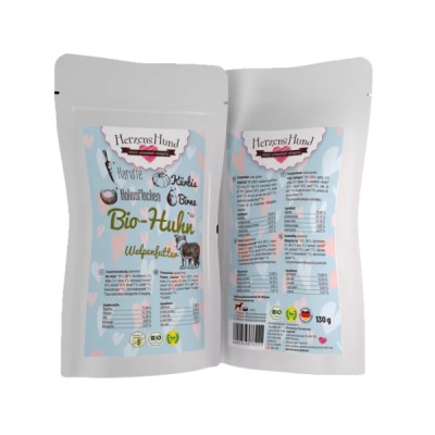 Herzens Hund Pollo Biologico con Carota Bio per Cucciolo 130g