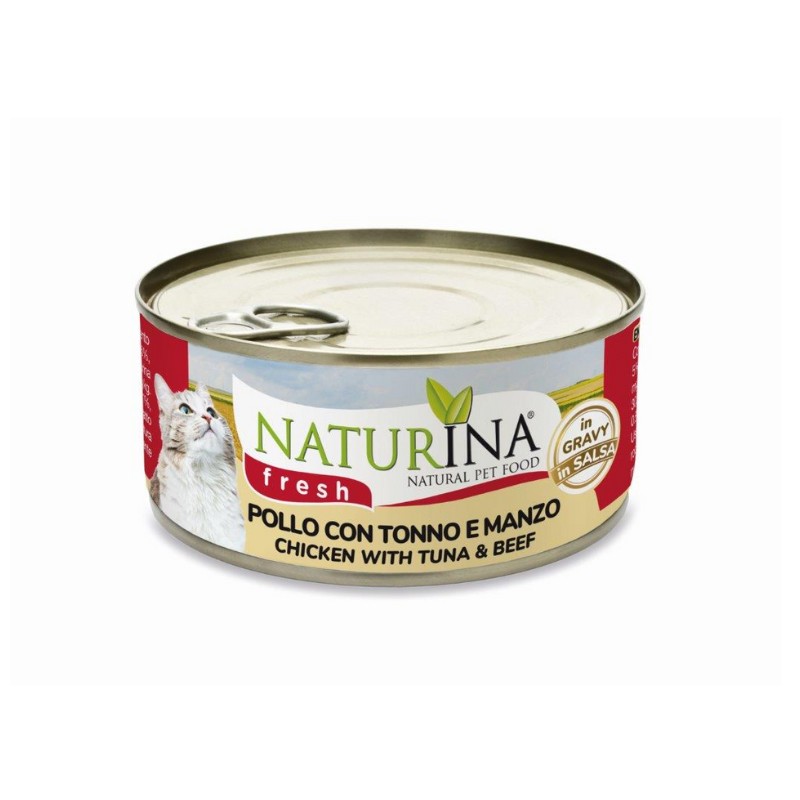 Naturina Fresh Pollo Tonno e Manzo in salsa per Gatti