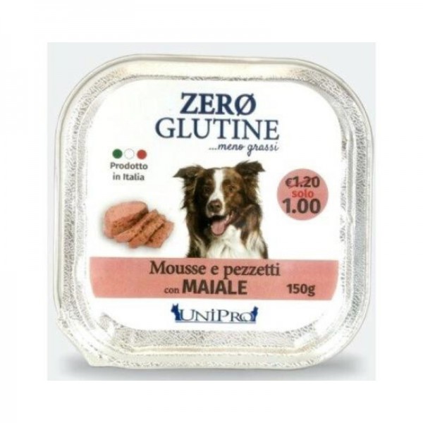 Unipro Mousse e Pezzetti al Maiale per Cani 150g