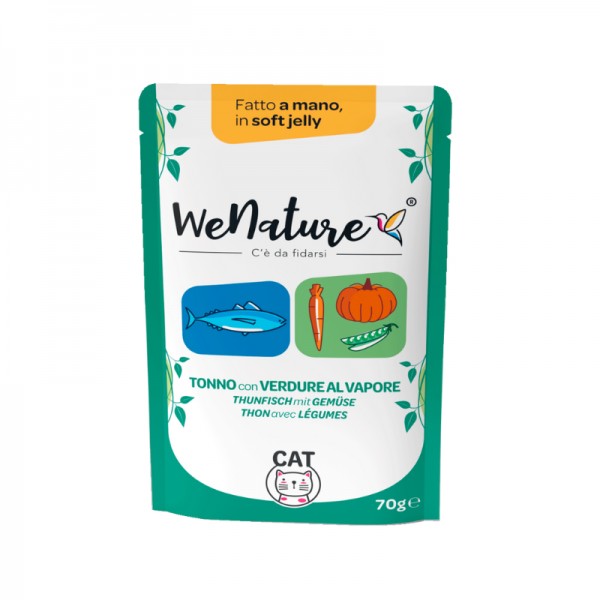 WeNature Tonno con Verdure al vapore Soft Jelly in Busta per Gatti