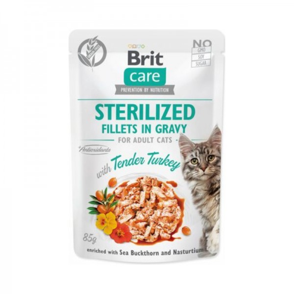 Brit Care Sterilized Filetti con Tacchino in Salsa per Gatti