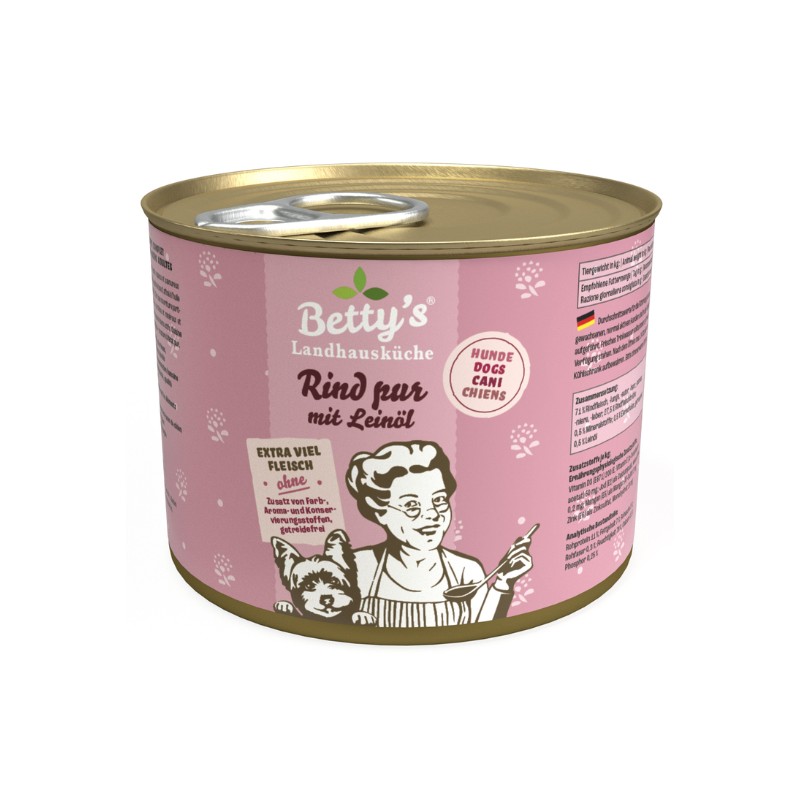 Betty's Landhausküche Manzo con Olio di Lino Umido per Cani