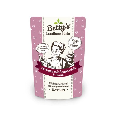 Betty's Country House Kitchen Manzo con Olio di Borragine Umido per Gattini