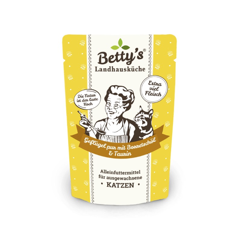 Betty's Landhausküche Pollame con Olio di Borragine Umido per Gatti