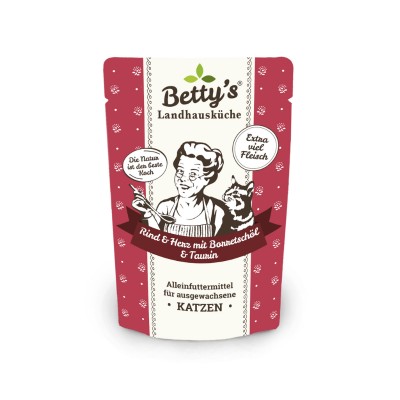 Betty's Country House Kitchen Cuore di Manzo con Olio di Borragine Umido per Gatti