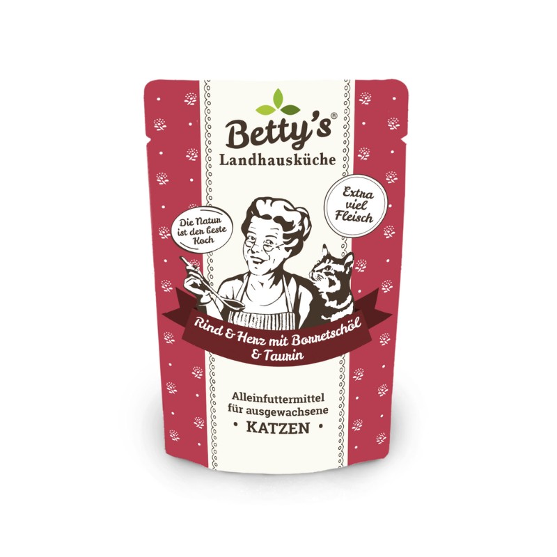 Betty's Landhausküche Cuore di Manzo con Olio di Borragine Umido per Gatti