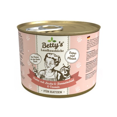 Betty's Landhausküche Pollo e Salmone con Olio di Borragine Umido per Gatti