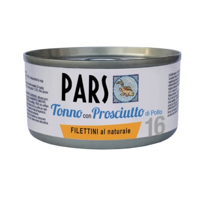 Pars Monoproteico Filettini al Naturale Tonno con Prosciutto di Pollo per Cani e Gatti 85gr