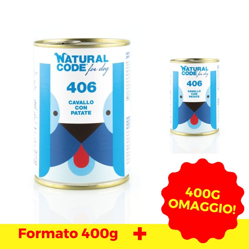 Image of Natural Code 406 Cavallo con Patate Umido per Cani062