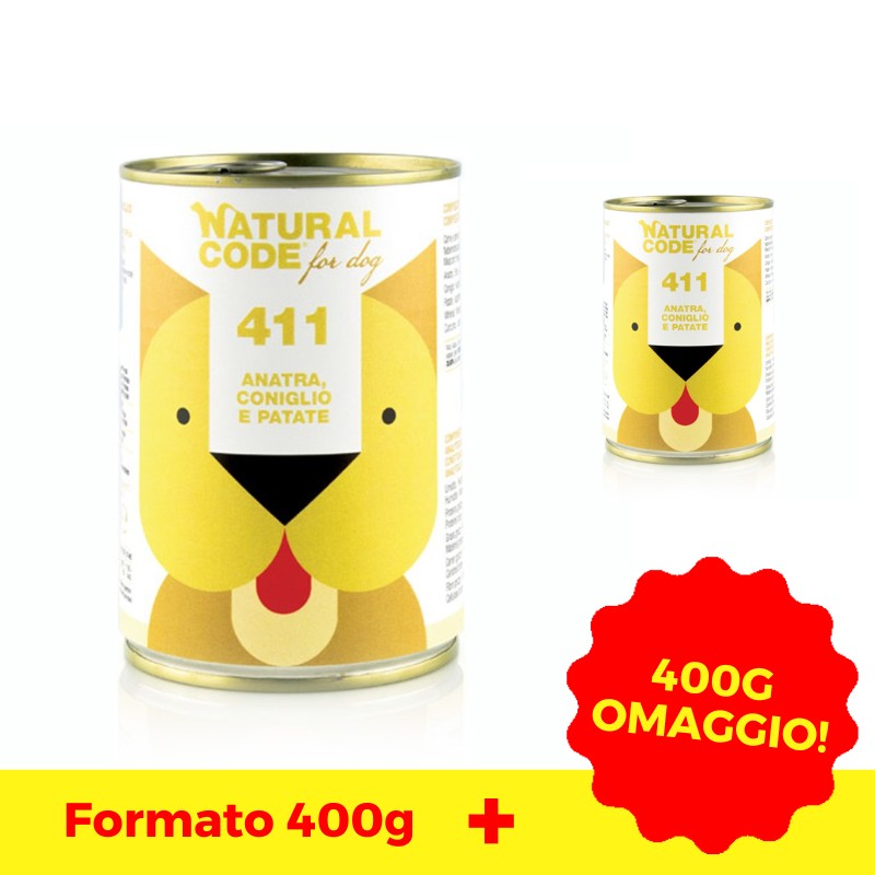 Image of Natural Code Anatra, Coniglio e Patate per Cani 400 g062