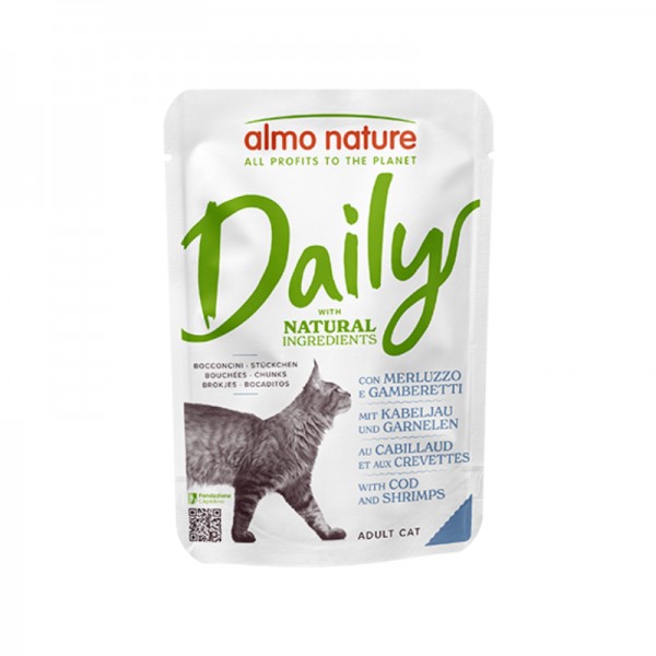 Almo Nature Daily Merluzzo e Gamberetti per Gatti 70gr