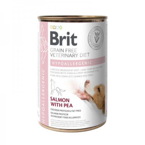 Brit Veterinary Diet Hypoallergenic Salmone e Piselli Umido per Cani